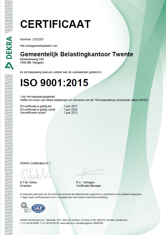 Iso certificaat GBTwente 2024 - 2027